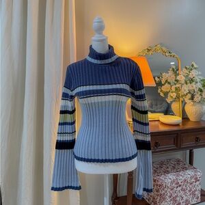 Y2K It's Our Time Multicolor Striped Turtleneck Sweater